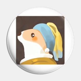 Corgi with a Pearl Earring Pin