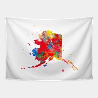 Alaska State Watercolor Map Painting - Red Tapestry