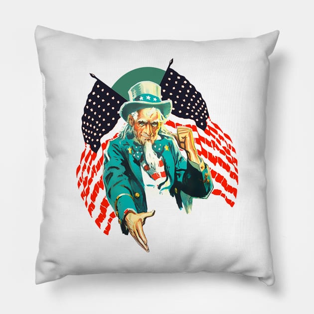 Uncle Sam inviting you Pillow by Marccelus