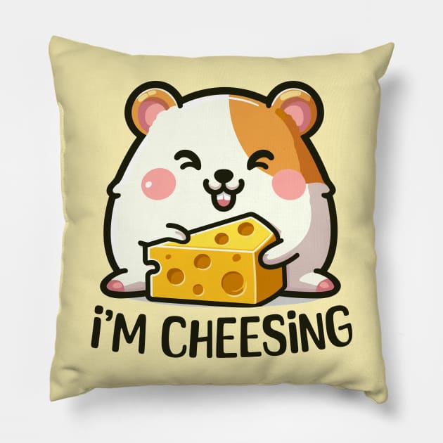 I'm Cheesing: Joyful Hamster Pillow by SimplyIdeas