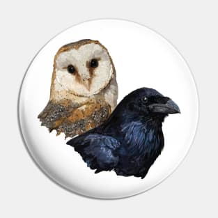 Raven and Owl Pin