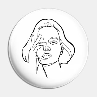 Woman Face One Line Pin