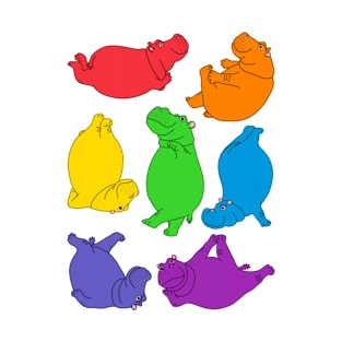 Hippo Workout - bright rainbow T-Shirt