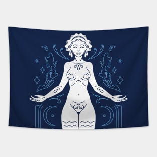 Vintage Aquarius Goddess Zodiac Symbol // Proud Aquarius Horoscope Sign Astrology Tapestry