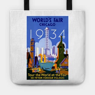 Vintage Travel Poster USA Chicago World's Fair 1934 Tote