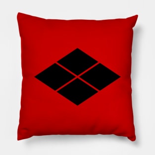 Takeda kamon Japanese samurai clan in black Pillow