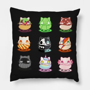 Set of kawaii funny cats real breeds and fantasy cat Pillow