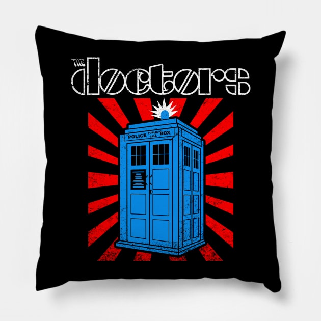 Cool Retro Time Travelling Sci-fi 60's Band Logo Parody Gift Pillow by BoggsNicolas