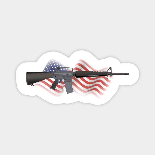 M16 Rifle with US Flag Magnet by NorseTech