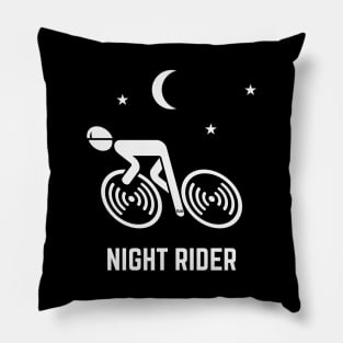 Night Rider (Racing Cyclist / Road Bike / Bicycle / White) Pillow