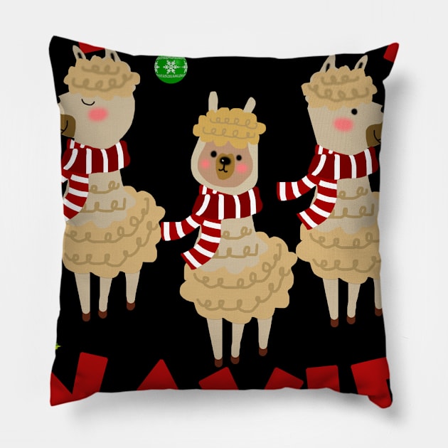 Fleece Navidad Llama Christmas Lights Funny Cute Xmas Gift Pillow by EduardjoxgJoxgkozlov