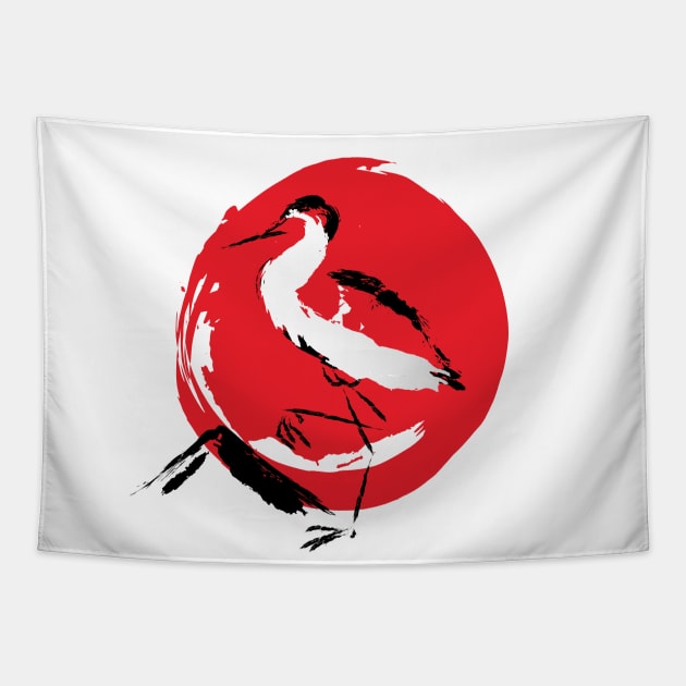 Japanese Stork Old Sun Tapestry by imshinji