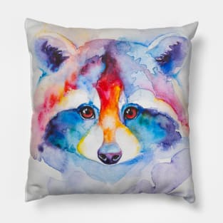 raccoon painted in watercolor Pillow