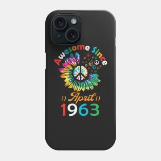 Funny Birthday Quote, Awesome Since April 1963, Retro Birthday Phone Case