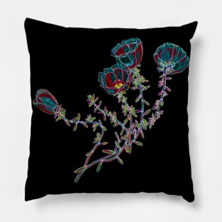 Black Panther Art - Glowing Flowers in the Dark 3 Pillow