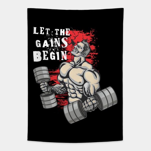 Let the gains begin - Crazy gains - Nothing beats the feeling of power that weightlifting, powerlifting and strength training it gives us! A beautiful vintage design representing body positivity! Tapestry by Crazy Collective