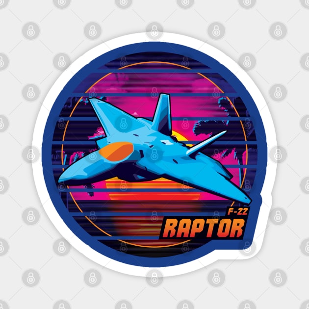 Neon Retro F-22 Raptor Magnet by patrickkingart