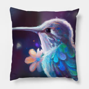 Cute Hummingbird Drawing Pillow