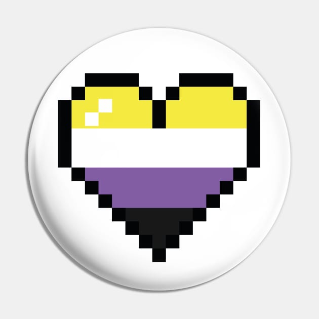 Non binairy 8 bit heart Pin by MandyDesigns