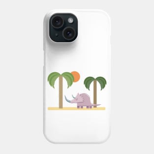 Purple rhino in a beach landscape Phone Case