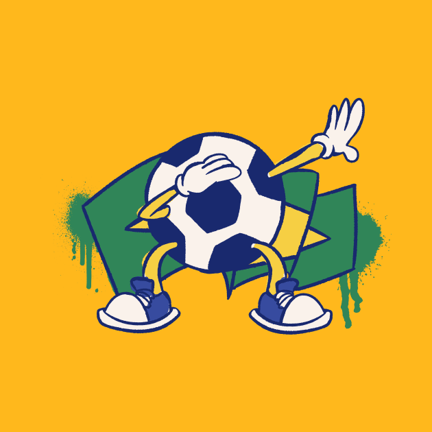 Dabbing Soccer Ball Cartoon Brazil Brasil Flag Football by Now Boarding