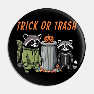 Halloween Raccoon Duo - Trick or Trash Pin