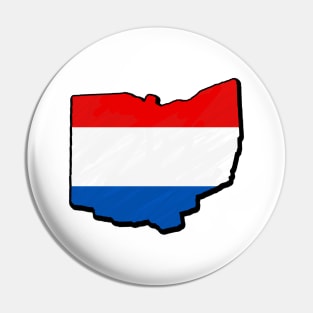 Red, White, and Blue Ohio Outline Pin