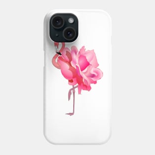 Flamingo Rose Pink Flamingo and Flower Phone Case