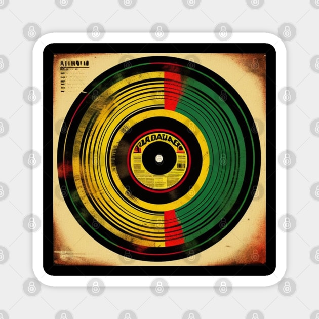 Reggae Music Rasta Colors Vinyl Album Magnet by musicgeniusart