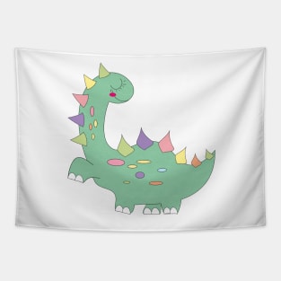 little green dinosaur with colorful dots Tapestry