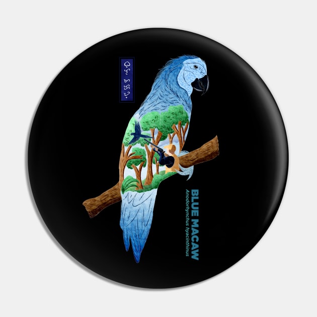 The Last Blue Macaw - Black Pin by Thor Reyes