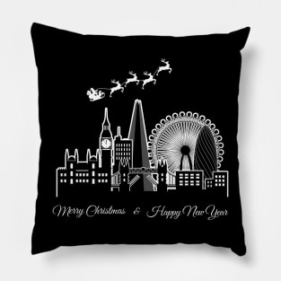 Merry Christmas Happy New Year London United Kingdom Pillow