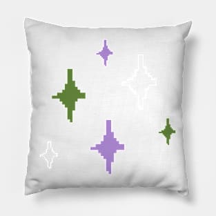 Gender Queer Pride Sparkles Pixel Art Pillow