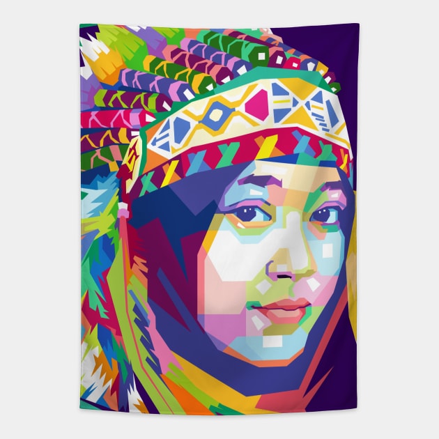 Apache Girl Tapestry by erikhermawann22