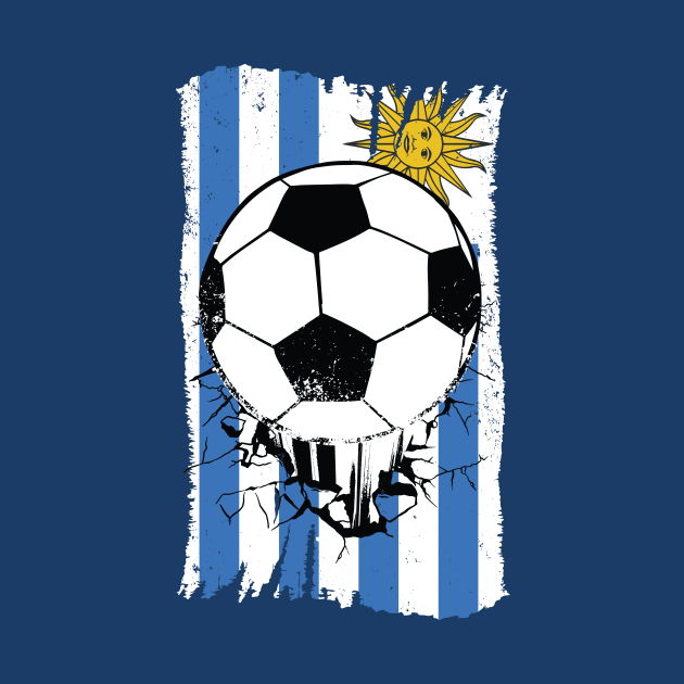 Vintage Uruguayan Flag with Football // Retro Uruguay Soccer by SLAG_Creative