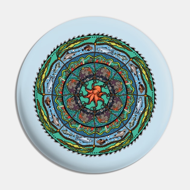 Salish Sea Mandala -light blue Pin by mernstw