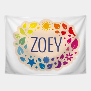 Zoey name with colorful leaves Tapestry