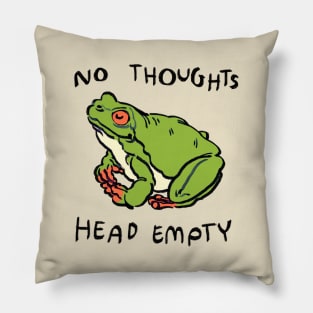 cute peaceful smiling tree frog with no thoughts head empty meme text Pillow