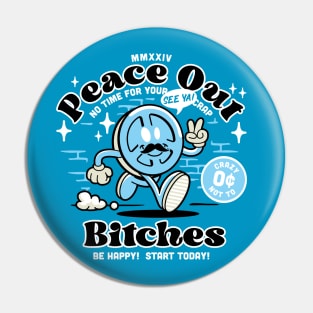 Peace Out Blue Pin