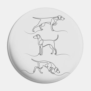 Continuous Line Weimaraners (Grey Background) Pin