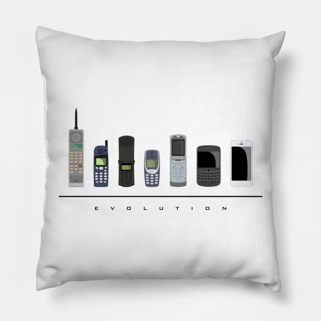 Evolution of Phones Pillow by AngoldArts