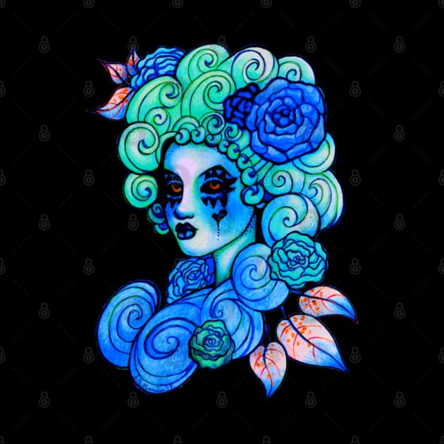 Aqua Blue Curls Lady by Flutter Eyes Butterfly Skies The Art Of Stephanie Ann Garcia