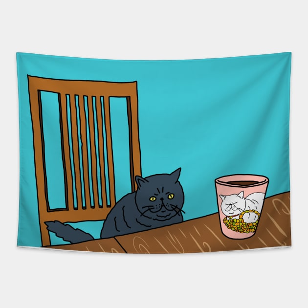 Cat's Afternoon Tea Tapestry by lamaisondulapino