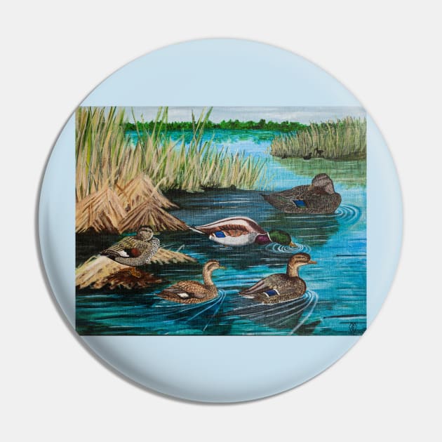 Lake Tranquility Ducks Pin by Matt Starr Fine Art