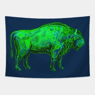 Bison Skeleton Interactive Green&Blue Filter T-Shirt By Red&Blue Tapestry