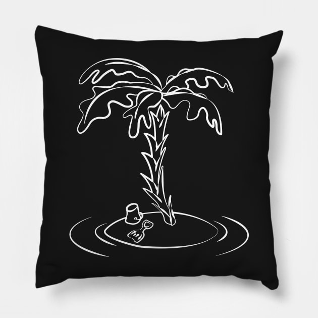 Desert Island - Outline (white) Pillow by Kat C.