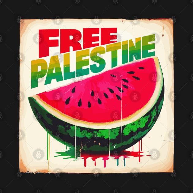 Retro Free Palestine Watermelon by TomFrontierArt