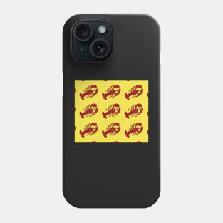 Red Lobsters on Yellow Background Lobster Sea Life Animal Boat Life Phone Case