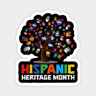 Hispanic Heritage Month Flags - Hand Flag Tree Roots Latino Magnet