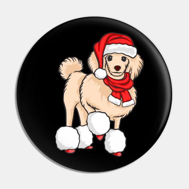 Cute Poodle Santa Wearing Christmas Hat Dog Lover Christmas Gift Pin by BadDesignCo